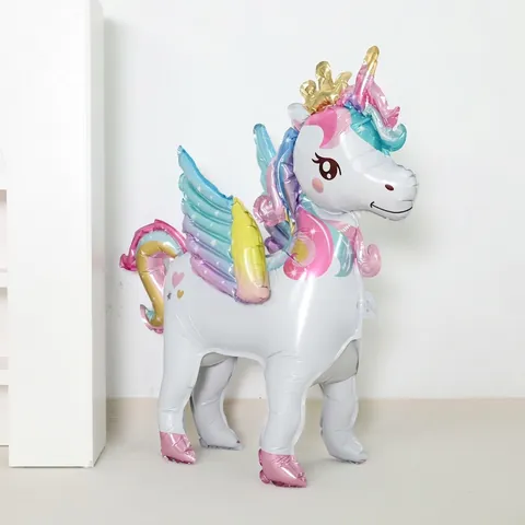 3D Stehendes Einhorn Aluminiumfolie Ballon Riesiger Einhorn Folienballon Für Geburtstag Party Kinder Kindertag Foto Requisiten Dekoration