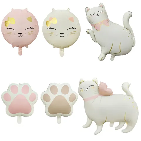 Matte Cat Aluminum Foil Balloons Cute Cat Paw Pattern Balloons For Birthday Party Decorations Kids Gift Party Balloons