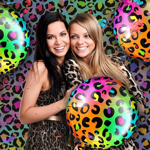 18 Inch Round Aluminum Foil Balloon Colorful Rainbow Leopard Print For Party Atmosphere Layout Celebration Decoration