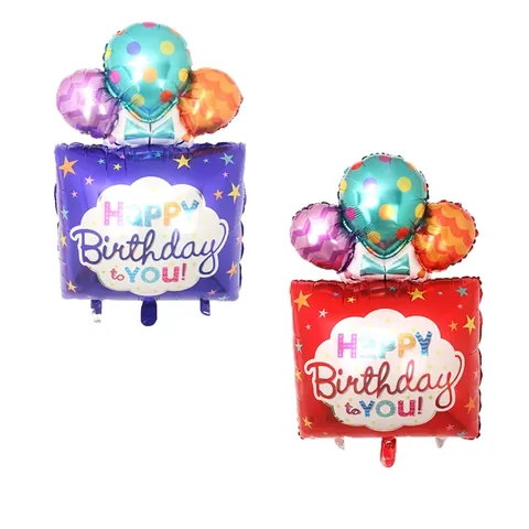 Grandi Palloncini in Foil a Forma di Scatola Regalo Happy Birthday Rossi Blu Decorazioni per Feste di Compleanno