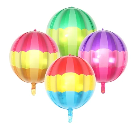 Large Rainbow Striped Aluminum Foil Balloon Round Sphere Mylar Balloons For Birthday Party Celebration Festive Decoration