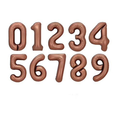 Large Giant Metallic Chocolate Number Foil Balloon Chocolate Coffee Color Mylar Balloon For Birthday Party Celebration Decoration