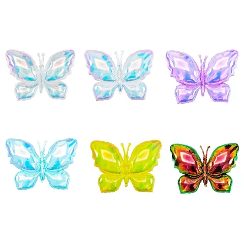 Holographic Laser Butterfly Heart Star Aluminum Foil Balloon Iridescent Transparent Party Birthday Wedding Decoration
