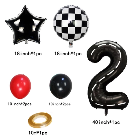 Rennthema Geburtstagsparty Dekorationen Aluminiumfolie Rennstrecke Nummer Ballon Kariert Stern Ballons Und Latex Ballons