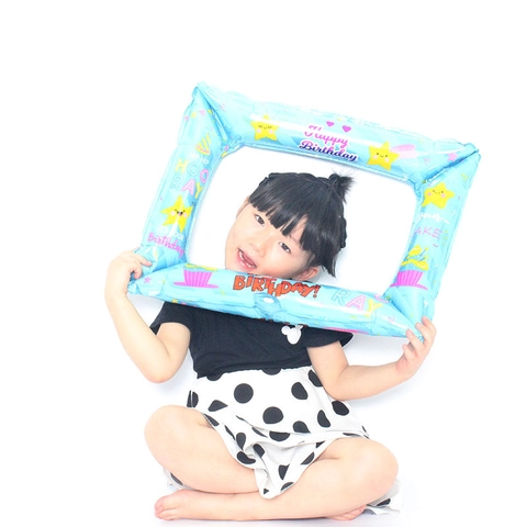 Happy Birthday Aluminum Foil Photo Frame Balloon For Party Photography Props Inflatable Frame Decoration Anniversary Celebration
