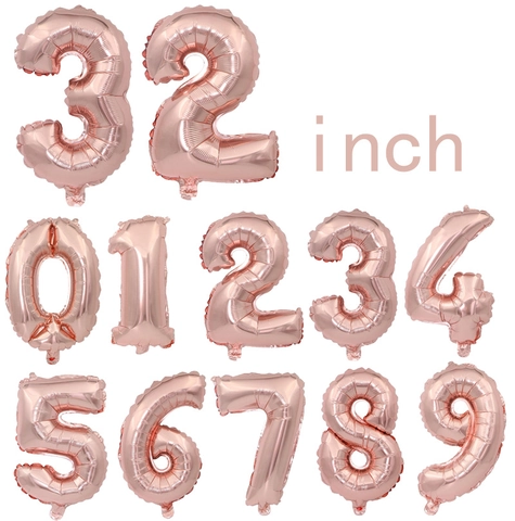 Rose Gold Number Foil Balloon Aluminum Film Digit Balloons For Birthday Wedding Anniversary Celebration Party Decorations