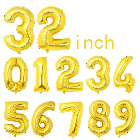 Large Number Foil Balloons Metallic Gold Silver Mylar Balloon For Birthday Wedding Anniversary Celebration Party Decorations