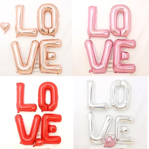 Set di Palloncini in Alluminio Alfabeto LOVE 32 Metallico Romantico Matrimonio Proposta San Valentino Festa Decorazione
