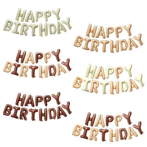 Happy Birthday Letter Balloon Set 16 Inch Morandi Forest Style Aluminum Film Foil Balloons Birthday Party Decorations