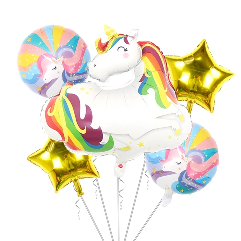 Unicorn Aluminum Foil Balloon Set For Kids Birthday Party Decoration Cartoon Unicorn Astronaut Rainbow Balloons Stars Theme Decor