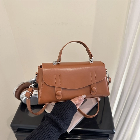 Bolso Pequeño Cuadrado de Cuero PU Retro para Mujer Bolso de Mano Vintage Bandolera Con Botones Decorativos para Uso Diario