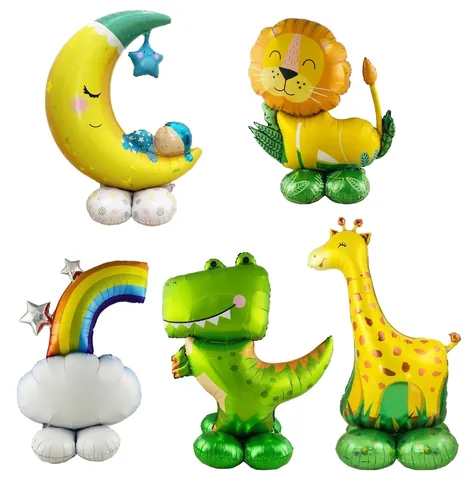 4D Standing Moon Baby Dinosaur Lion Rainbow Cloud Aluminum Foil Balloon Birthday Theme Party Inflatable Cartoon Decoration