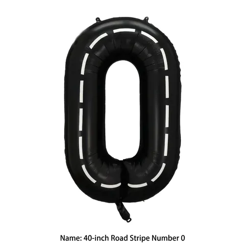 Grande Palloncino in Alluminio a Forma di Numero Nero Stile Pista da Corsa Linea Tratteggiata per Decorazione Festa di Compleanno