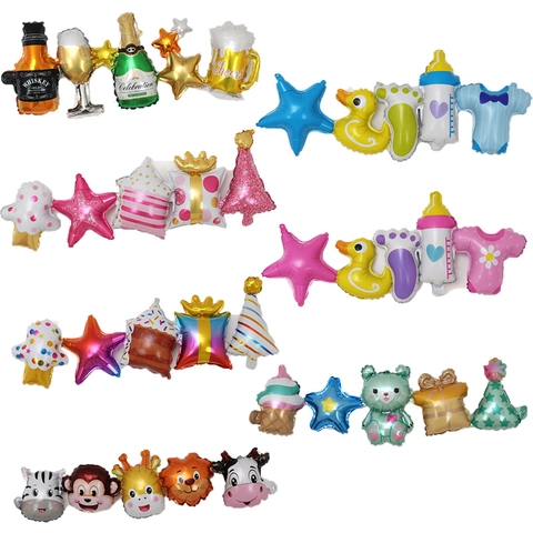 Set di Palloncini in Alluminio per Feste Cartone Animato Animali Bottiglia Palloncini in Alluminio per Compleanno Celebrazione