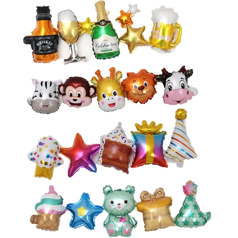 Set di Palloncini in Alluminio per Feste Cartone Animato Animali Bottiglia Palloncini in Alluminio per Compleanno Celebrazione