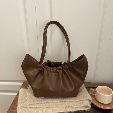 Borsa Tote Donna a Pieghe Nuvola in Pelle PU Borsa a Spalla Grande Capacità Moda Borsa a Mano Elegante Streetwear Quotidiana