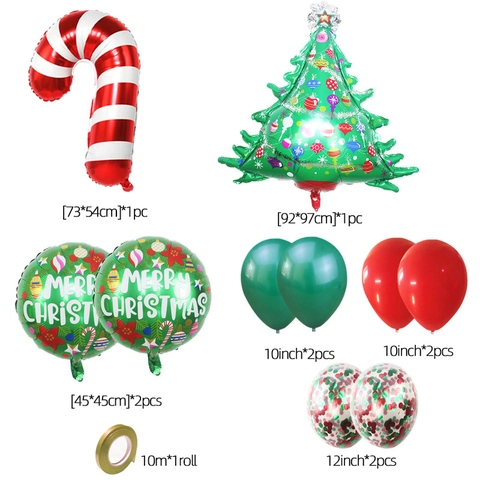 Christmas Balloon Decoration Set Santa Claus Snowman Reindeer Aluminum Foil Balloons Latex Sequin Balloons For New Year Party Festival Decor
