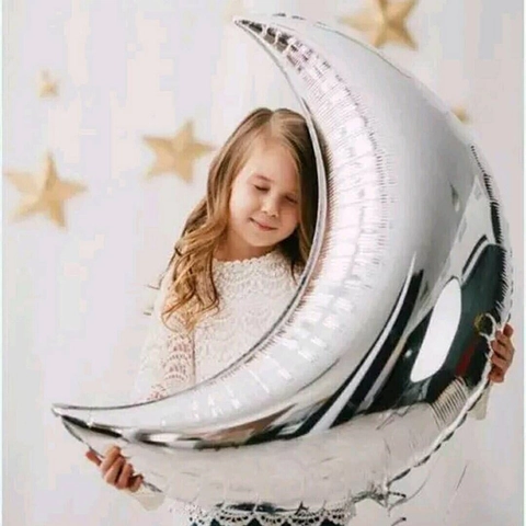 Giant Metallic Moon Aluminum Foil Balloon For Wedding Birthday Party Decoration Crescent Moon Shaped Helium Balloon