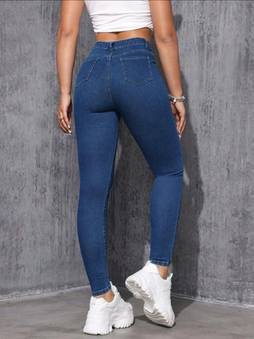 Vaqueros Skinny para Mujer Azul Oscuro Ajuste Ceñido Talle Bajo Denim de Algodón Lavado Pantalones de Lápiz para Moda Casual