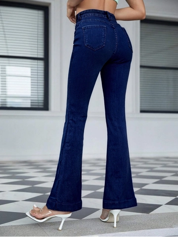 Damen High Waisted Schlaghose Dunkelblau Slim Fit Denim Hose Mit Schleifengürtel Elegante Bell Bottom Jeans