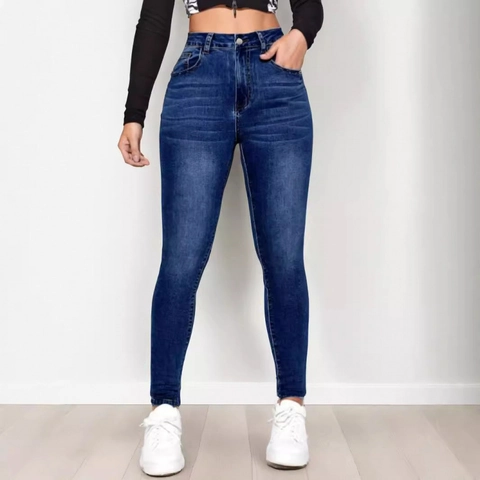 Jeans Skinny Foderati in Pile Donna Autunno Inverno Vita Alta Denim Elasticizzato Pantaloni a Matita Caldi Slim Fit Jeans Blu Effetto Usurato