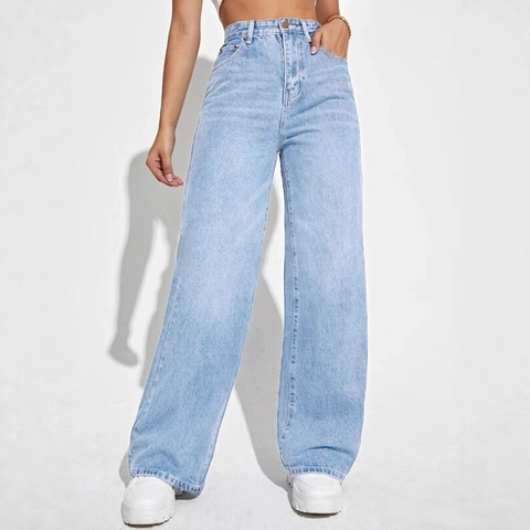 Dames Mode Denim Jeans Lage Taille Rechte Pijpen Wijde Pijpen Gewassen Casual Streetwear Katoenen Denim Broek