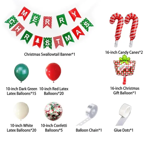 Kit Arco di Palloncini di Buon Natale Rosso Verde Bianco Lattice Alluminio Set Ghirlanda Con Banner Decorazioni Festa Casa