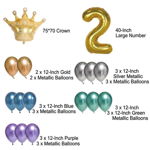 Groß Gold Nummer Folienballon Kit Mit Krone Und Metallisch Mehrfarbig Latex Ballons Für Geburtstag Party Dekoration