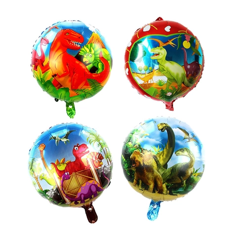 Dinosaur Theme Round Aluminum Foil Balloons For Kids Birthday Party Decoration Jungle Jurassic World Party Supplies