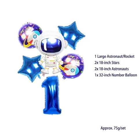 Space Astronaut Rocket Aluminum Foil Balloon Set Birthday Party Decorations For Kids Outer Space Theme Party Supplies