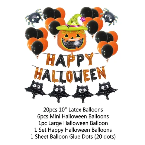 Halloween Palloncini Decorazione Foglio di Alluminio Lattice Con Zucca Gufo Gatto Nero Happy Halloween Scritte Per Festa