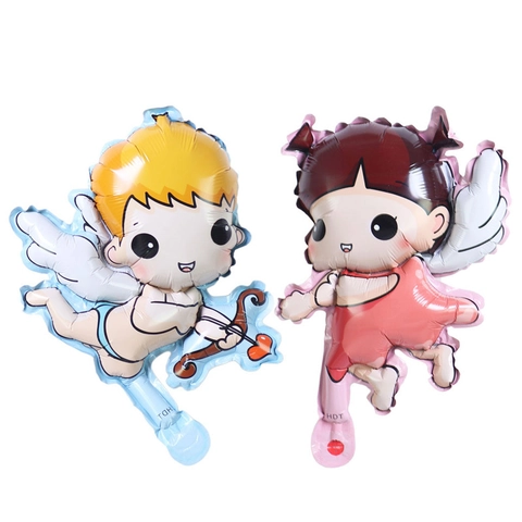 Mini Angel Foil Balloons Cartoon Cupid Fairy Shaped Baloon For Birthday Party Valentine Day Decoration Cute Winged Angel Balloon