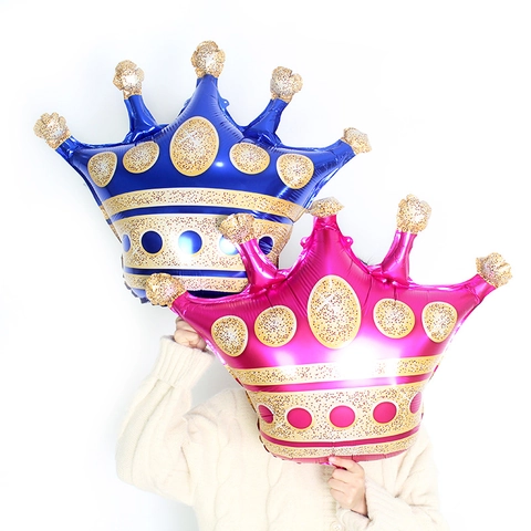 Grande Palloncino in Alluminio a Forma di Corona con Lustro Metallico e Pois per Decorazione di Compleanni Feste ed Eventi