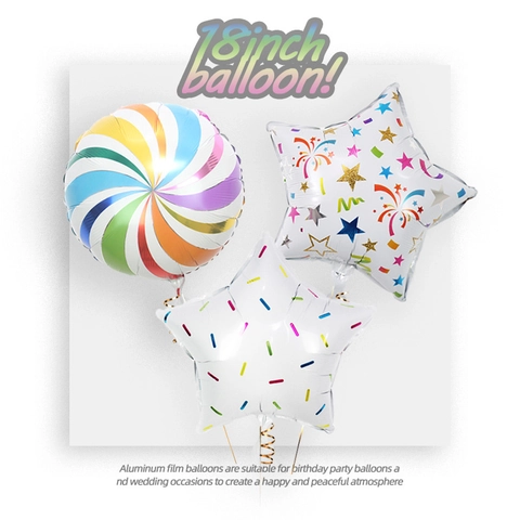 Palloncini in Foglio di Alluminio Forma a Stella Rotonda Stampa a Spirale Colorata Decorazione per Festa Compleanno Matrimonio