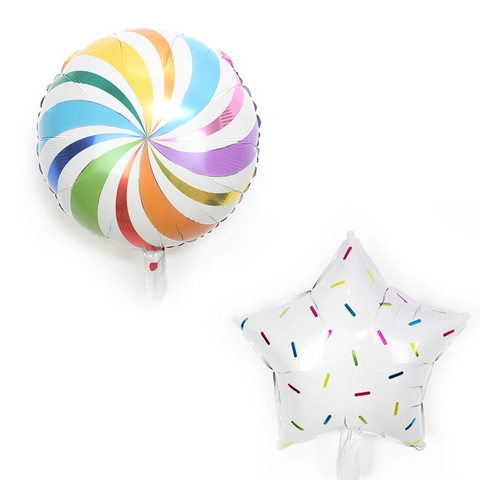 Palloncini in Foglio di Alluminio Forma a Stella Rotonda Stampa a Spirale Colorata Decorazione per Festa Compleanno Matrimonio