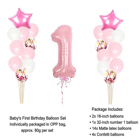 1. Geburtstag Luftballon Verlauf Roségold Nummer Eins Folienballon Babyparty Dekor Latex Konfetti Ballons
