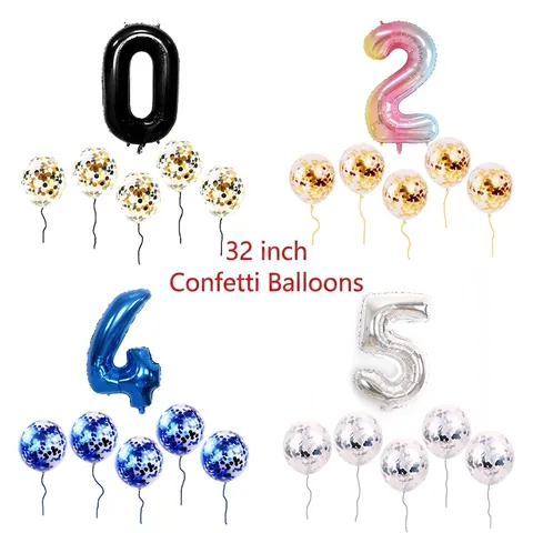 Palloncino in Foil con Numeri Digitali Grandi Con Palloncini in Lattice a Confetti Arcobaleno Sfumato Oro Rosa Decorazioni per Feste di Compleanno