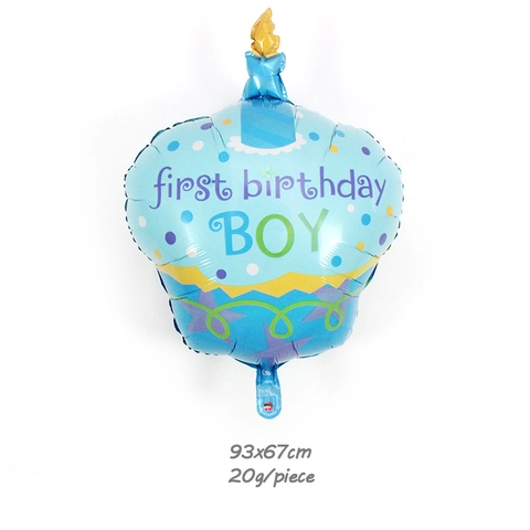 Globo de Aluminio Cupcake Grande Primer Cumpleaños Niño Niña Forma de Vela Globo de Película para Decoración Bebé un Año