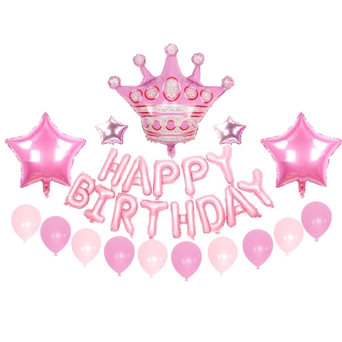 Happy Birthday Party Decoration Aluminum Foil Crown Star Letter Balloons Inflatable Latex Balloons Birthday Celebration Decor