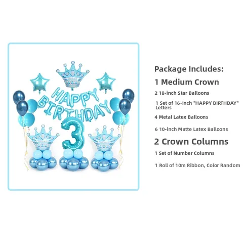 Set di Palloncini per Festa di Compleanno Foglia di Alluminio Corona Numero Palloncini Bambini Baby Shower Anniversario Celebrazione Decorazione