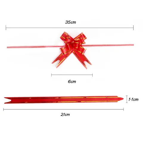 Mini Pull Flower Ribbon Bows With Gold Edges For Gift Wrapping Christmas Wedding Party Decoration Aluminum Foil Decorative Bows