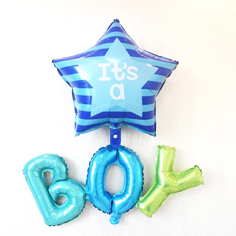 Aluminiumfolie Ballonnen Voor Baby Shower Gender Reveal Feest Ster Hart Cursief Boy Girl Verjaardag Decoraties Bedrukte Ballonnen