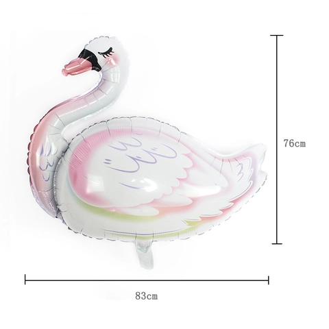 Grande Palloncino Foil Cigno Bianco Rosa Metallizzato Pellicola di Alluminio Forma di Animale per Decorazione Festa Compleanno