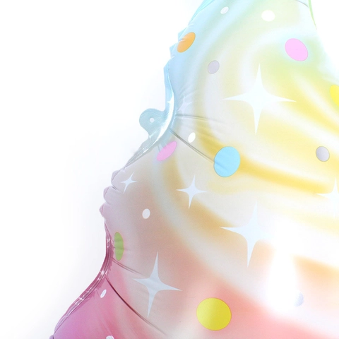 Large Macaron Rainbow Ice Cream Cone Aluminum Foil Balloon Dreamy Gradient Pattern Foil Balloon For Birthday Party Kids Celebration Decoration