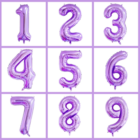 Grande Palloncino in Alluminio Viola a Forma di Numero Metallico per Decorazioni di Compleanno Matrimonio Anniversario Festa