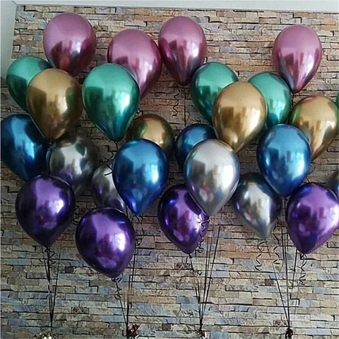 Chrome Metallic Latex Balloons Shiny Reflective Round Balloons For Birthday Wedding Anniversary Party Celebration Decoration