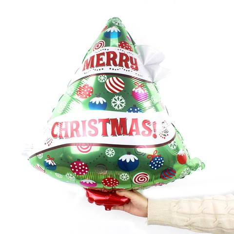 Ballon en Feuille d'Aluminium Sapin de Noël Merry Christmas Imprimé Vert Ballon Festif pour Décoration de Fête Maison