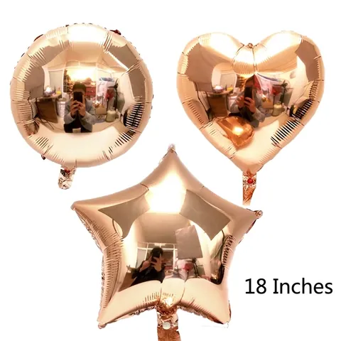 Palloncino in Foglio di Alluminio Oro Rosa da 18 Pollici Forma di Cuore Stella Rotondo per Decorazioni per Feste