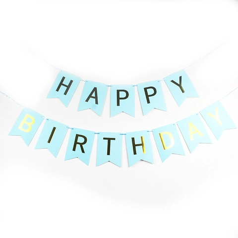 Happy Birthday Banner Fishtail Swallowtail Garland For Birthday Party Decoration Cardboard Gold Foil Letter Pull Flag Background Prop