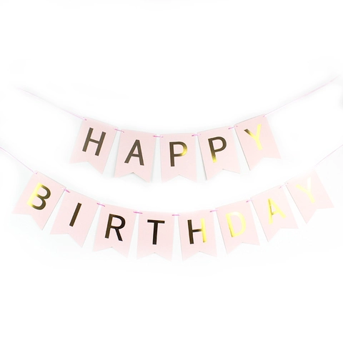 Happy Birthday Banner Fishtail Swallowtail Garland For Birthday Party Decoration Cardboard Gold Foil Letter Pull Flag Background Prop